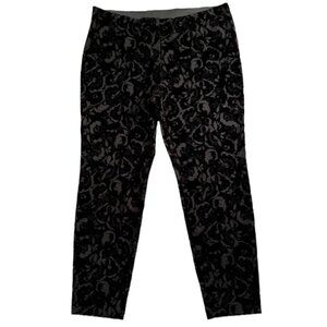 Alfani NWOT Women's Black Velvet Floral Flocked Pants Stretch Size 16